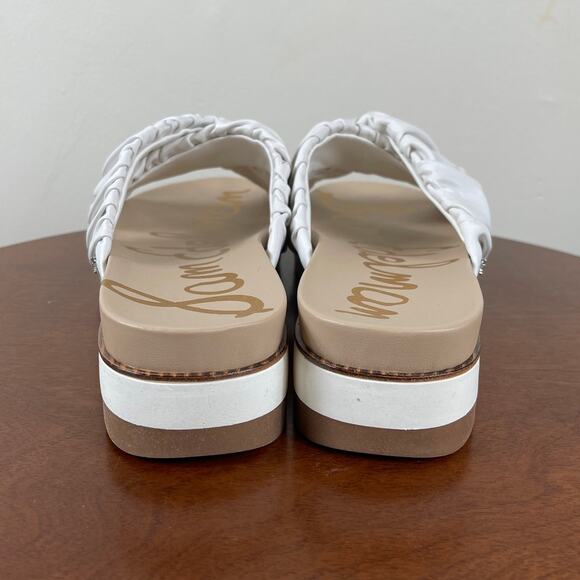New Sam Edelman Aida Slide Sandals in White Leather Women's Size 10 - Picture 6 of 9